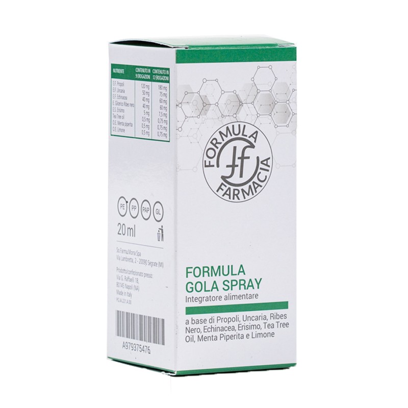 So. Farma. Morra Formula Farmacia Formula Gola Spray Adulti 20 Ml - Prodotti fitoterapici per raffreddore, tosse e mal di gol...