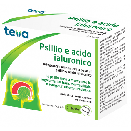Teva Italia Psillio Acido Ialuronico Teva 20 Buste 104,8 G - Integratori per regolarità intestinale e stitichezza - 927273045...