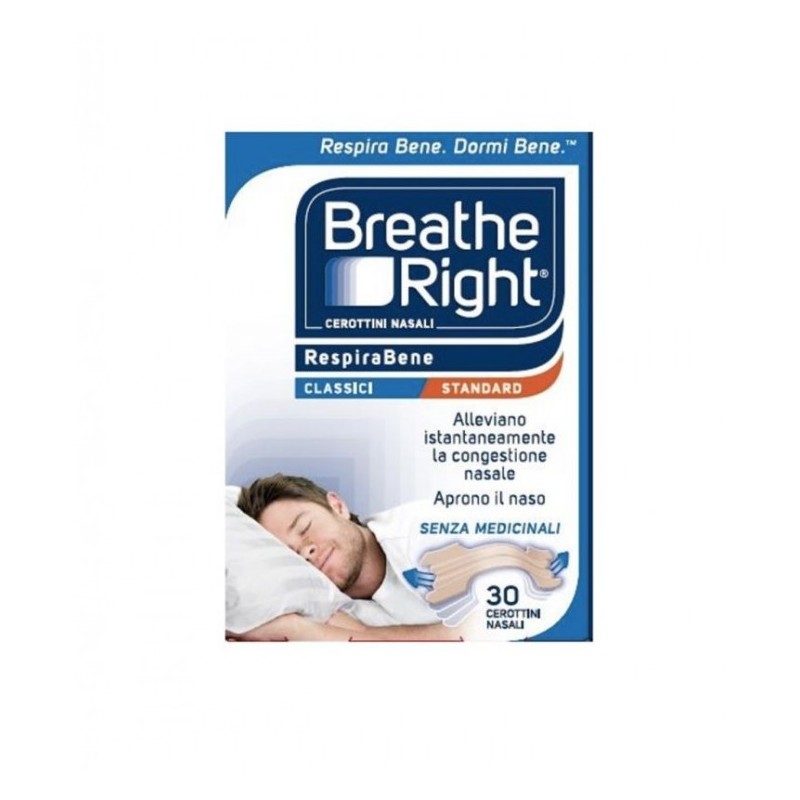 Breathe Right RespiraBene Cerottini Nasali Classici 30 Pezzi - Russare - 982483556 - Breathe Right - € 19,88