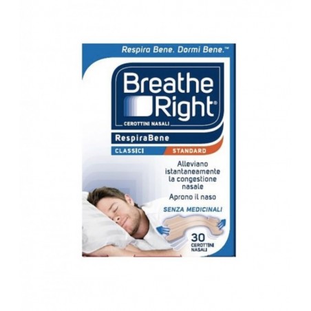 Breathe Right RespiraBene Cerottini Nasali Classici 30 Pezzi Breathe Right - 1 Breathe Right RespiraBene Cerottini Nasali Classici 30 Pezzi Breathe Right - 1