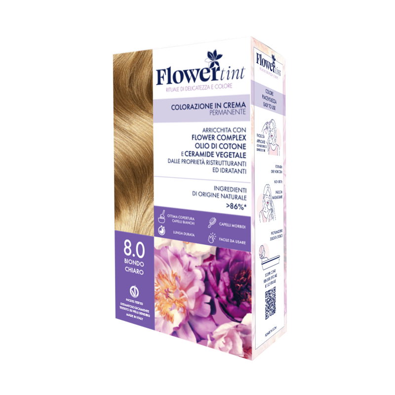 Purobio FlowerTint Colorazione Permanente 8,0 Biondo Chiaro - Tinte e colorazioni per capelli - 940531763 - Flowertint - € 7,99