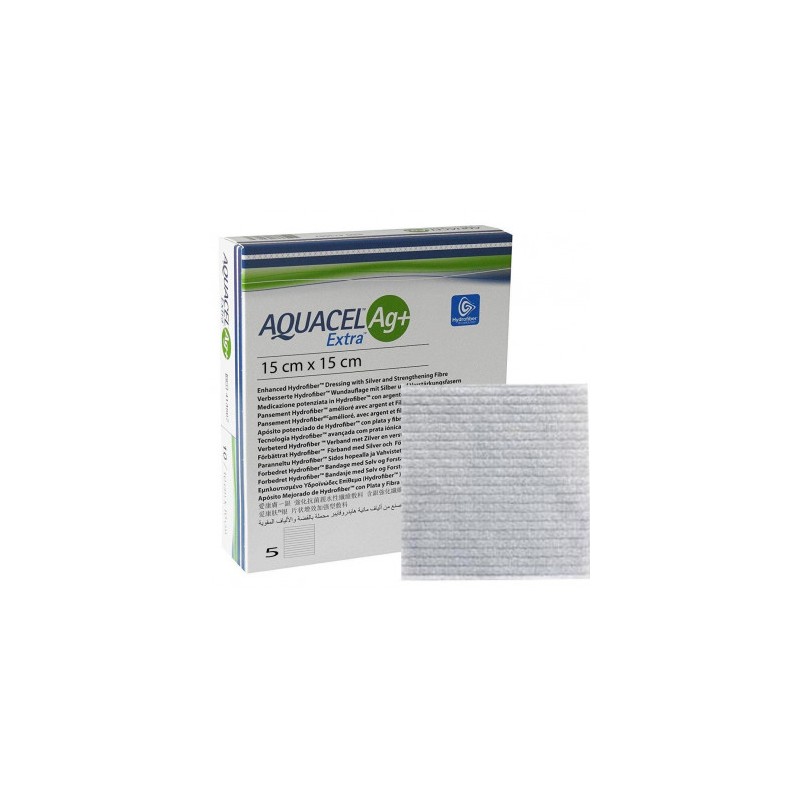 Aquacel Ag+ Extra Medicazione In Hydrofiber In Lyocell 15x15cm 5 Pezzi - Medicazioni - 925336430 - Aquacel - € 92,38