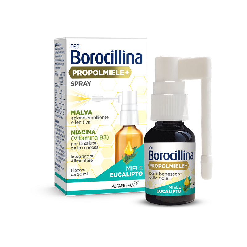 Alfasigma Neoborocillina Propolmiele+ Spray Miele Eucalipto 20 Ml - Prodotti fitoterapici per raffreddore, tosse e mal di gol...