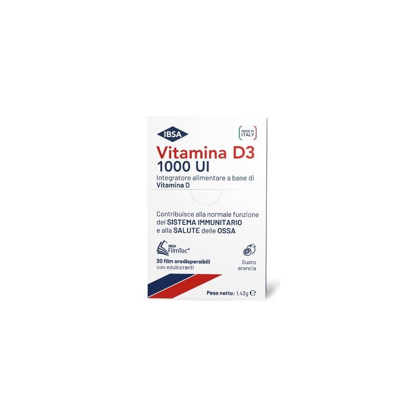 Ibsa Vitamina D3 1000 UI Integratore Ossa 30 Film Orodispersibili - Integratori di vitamina D - 984845925 - Ibsa - € 10,27