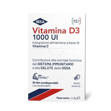 Ibsa Vitamina D3 1000 UI Integratore Ossa 30 Film Orodispersibili Ibsa - 1 Ibsa Vitamina D3 1000 UI Integratore Ossa 30 Film Orodispersibili Ibsa - 1