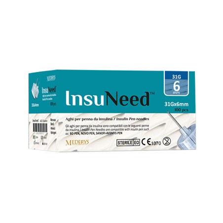 Mederys Ago Penna Somministrazione Insulina Insuneed Gauge 31 6mm 100 Pezzi Mederys - 1 Mederys Ago Penna Somministrazione Insulina Insuneed Gauge 31 6mm 100 Pezzi Mederys - 1