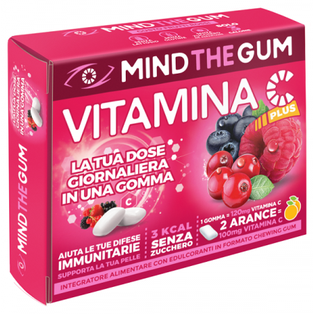 Dante Medical Solution Mind The Gum Vitamina C Frutti Rossi 18 Gomme Confettate Senza Zucchero - Vitamine e sali minerali - 9...