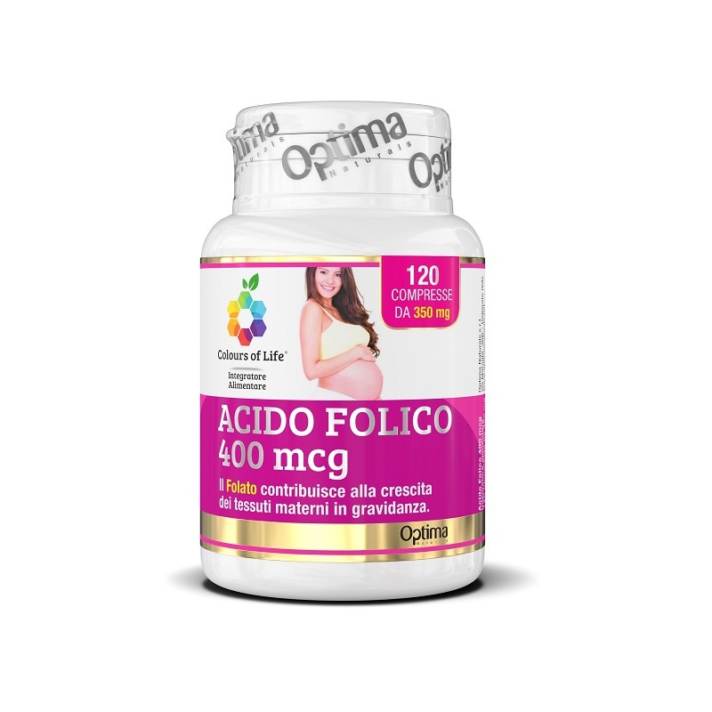 Optima Naturals Colours Of Life Acido Folico 400 Mcg 120 Compresse 350 Mg - Integratori di acido folico - 925386423 - Optima ...