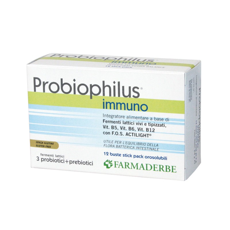 Farmaderbe Probiophilus Immuno 12 Buste - Integratori di fermenti lattici - 934438565 - Farmaderbe - € 7,29