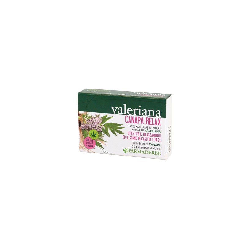 Farmaderbe Valeriana Canapa Relax 30 Compresse Divisibili - Integratori per umore, anti stress e sonno - 977485390 - Farmader...