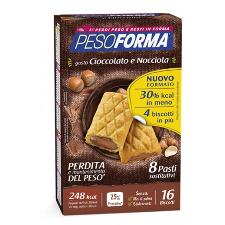 Nutrition & Sante' Italia Pesoforma Biscotto Cioccolato Nocciola 16 Pezzi 33 G - Rimedi vari - 943367983 - Pesoforma - € 12,58