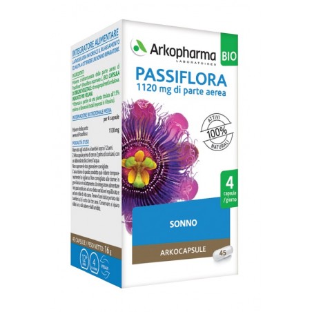 Arkofarm Arko Capsule Passiflora 45 Capsule Bio - Integratori per umore, anti stress e sonno - 980258483 - Arkofarm - € 12,14