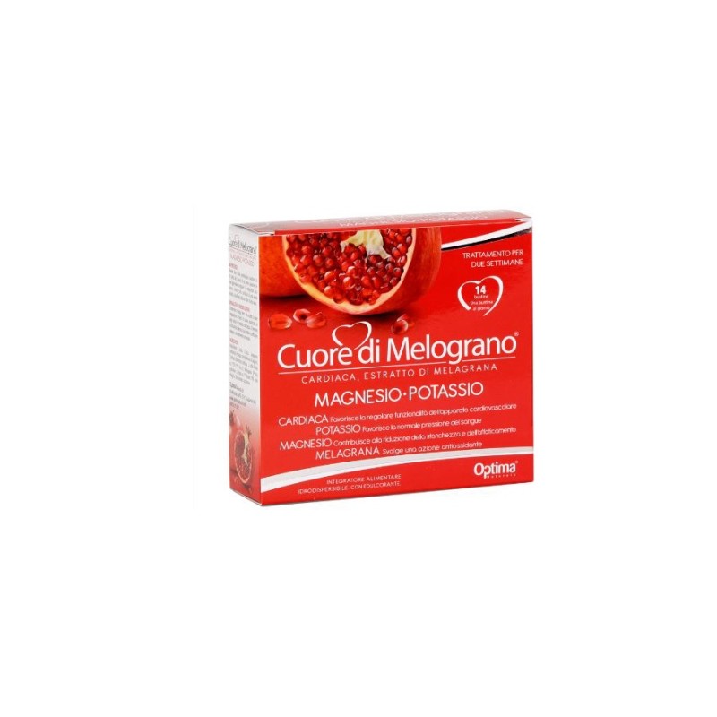 Optima Naturals Cuore Di Melograno Magnesio-potassio 14 Bustine Da 3,7 G - Integratori per il cuore e colesterolo - 972320752...