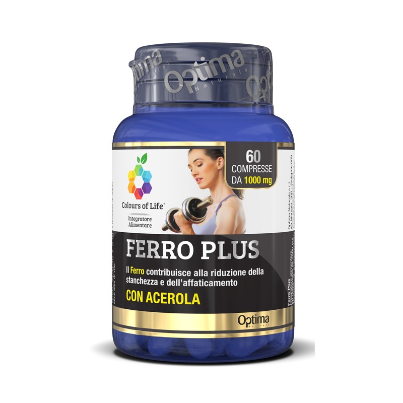 Optima Naturals Colours Of Life Ferro Plus 60 Compresse 1000 Mg - Rimedi vari - 925386435 - Optima Naturals - € 11,75