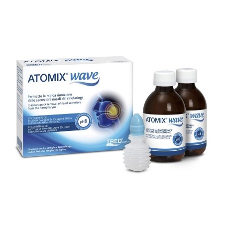 Tred Atomix Wave Dispositivo Per Igiene Rinofaringea Atomix Soluzione Salina 250 Ml 2 Pezzi + Terminale Nasale + Erogatore A ...