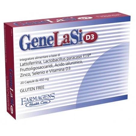 GeneLaSi D3 Integratore Lattoferrina Lactobacillus 20 Capsule Farmagens Health Care - 1 GeneLaSi D3 Integratore Lattoferrina Lactobacillus 20 Capsule Farmagens Health Care - 1