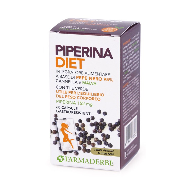 Farmaderbe Piperina Diet 60 Capsule - Integratori per dimagrire ed accelerare metabolismo - 971095690 - Farmaderbe - € 16,77