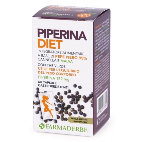 Farmaderbe Piperina Diet 60 Capsule - Integratori per dimagrire ed accelerare metabolismo - 971095690 - Farmaderbe - € 16,69