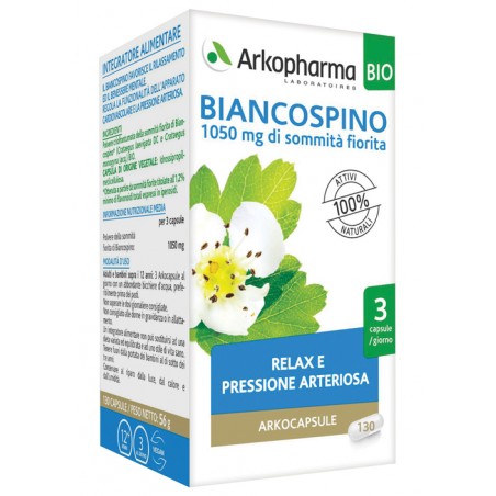 Arkofarm Arko Capsule Biancospino Bio 130 Capsule - Integratori per umore, anti stress e sonno - 980542942 - Arkofarm - € 20,48