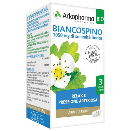 Arkofarm Arko Capsule Biancospino Bio 130 Capsule Arkofarm - 1 Arkofarm Arko Capsule Biancospino Bio 130 Capsule Arkofarm - 1