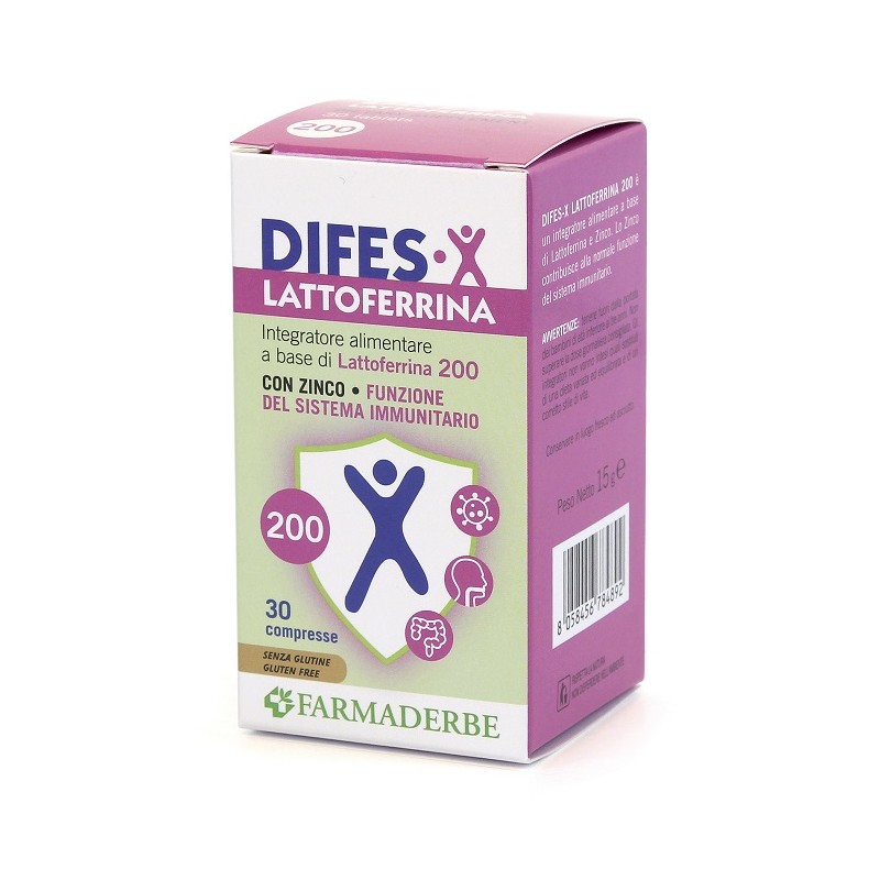 Farmaderbe Difes X Lattoferrina 200 30 Compresse - Integratori di lattoferrina - 980927661 - Farmaderbe - € 18,03