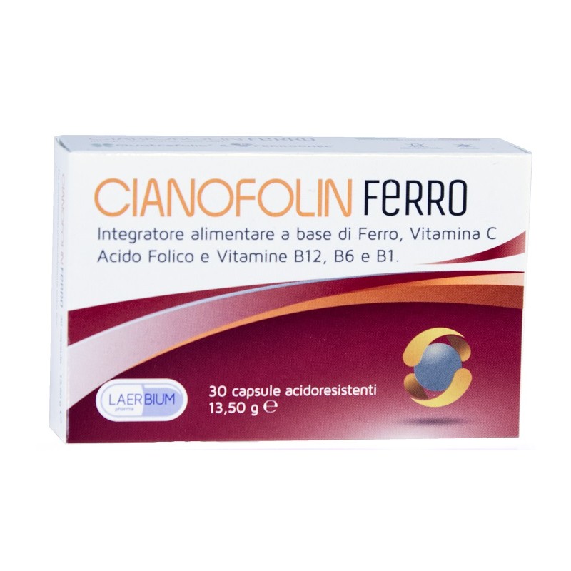 Laerbium Pharma Cianofolin Ferro 30 Capsule - Vitamine e sali minerali - 981359540 - Laerbium Pharma - € 20,17