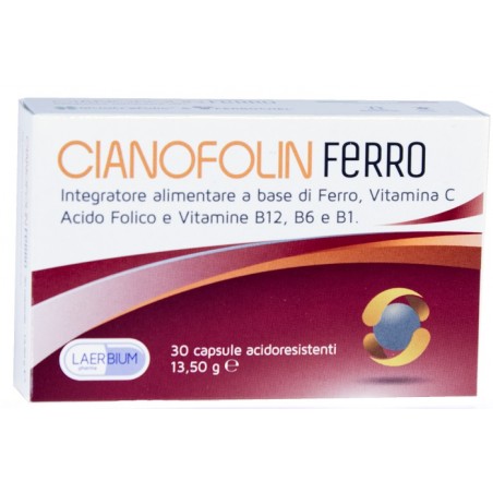 Laerbium Pharma Cianofolin Ferro 30 Capsule - Vitamine e sali minerali - 981359540 - Laerbium Pharma - € 20,17