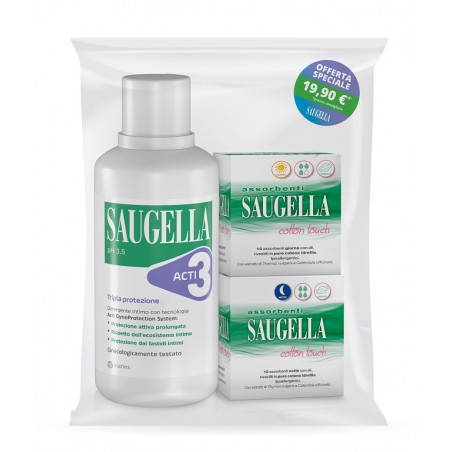 Meda Pharma Saugella Acti3 Detergente Intimo + 2 Scatole Assorbenti Giorno E Notte - Igiene intima - 982759680 - Saugella - €...