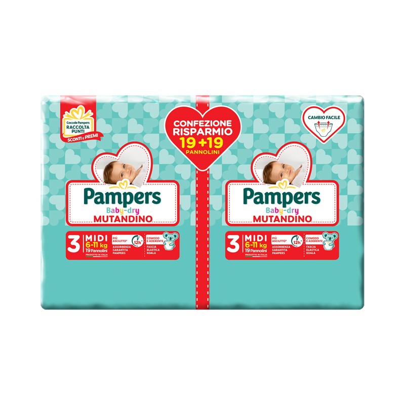 Fater Pampers Baby Dry Pannolino A Mutandina Duo Dwct Midi 38 Pezzi - Pannolini - 978262057 - Fater - € 10,66