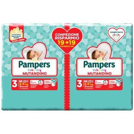 Fater Pampers Baby Dry Pannolino A Mutandina Duo Dwct Midi 38 Pezzi - Pannolini - 978262057 - Fater - € 10,66