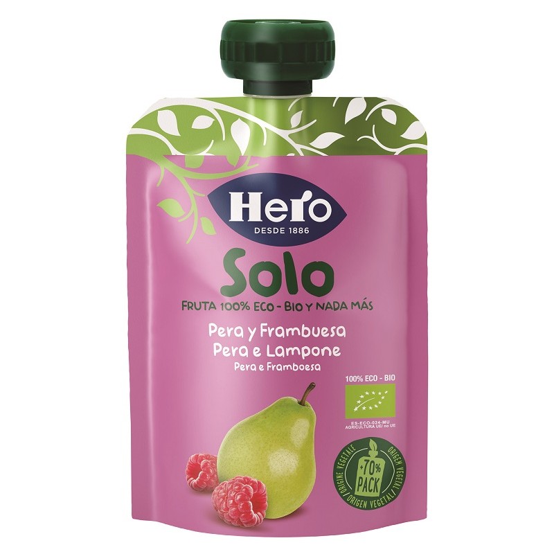 Fater Hero Solo Frutta Frullata 100% Bio Pera E Lampone 100 G - Alimentazione e integratori - 979945375 - Fater - € 1,62