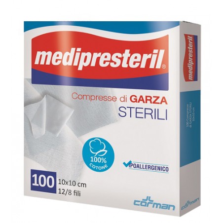 Corman Garza Compressa Medipresteril 12/8 Fu 10x10cm 100 Pezzi - Medicazioni - 984210548 - Corman - € 1,99