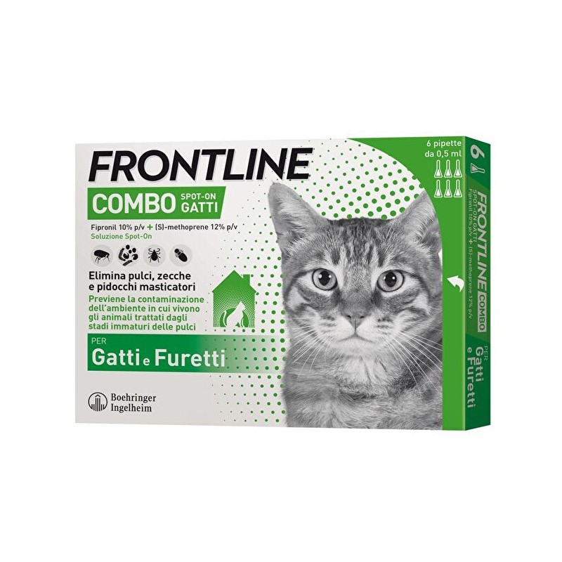 Frontline Combo Spot-On Gatti 0,5 ml 50 mg + 60 mg - 3 Pipette - Prodotti per gatti - 105673014 - Frontline - € 24,67