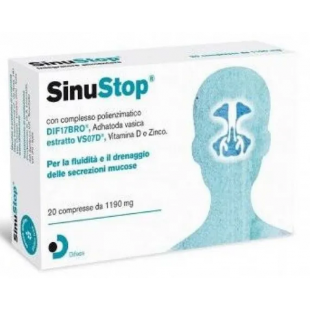 Sinustop Integratore Per Sinusite e Vie Respiratorie 20 Compresse Difass International - 1 Sinustop Integratore Per Sinusite e Vie Respiratorie 20 Compresse Difass International - 1