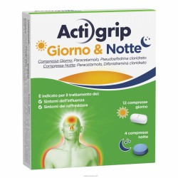 Actigrip Giorno e Notte Sintomi Influenza e Raffradore 12+4 Compresse - Decongestionanti nasali - 035400023 - Actigrip - € 6,37