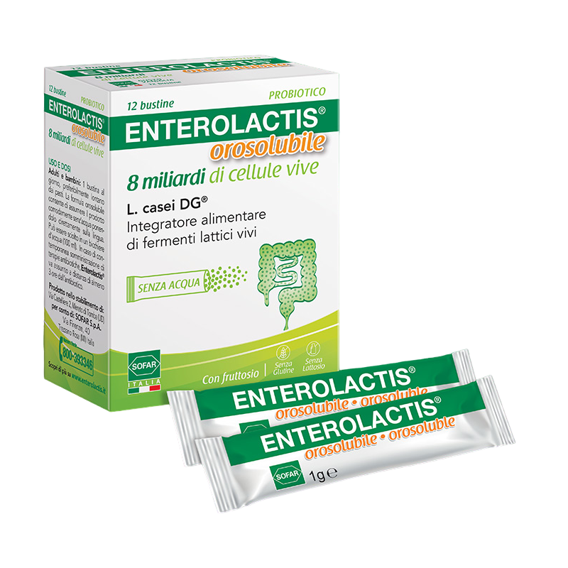 Enterolactis Orosolubile 8 Miliardi Di Cellule Vive 12 Bustine - Integratori di fermenti lattici - 981511292 - Enterolactis -...