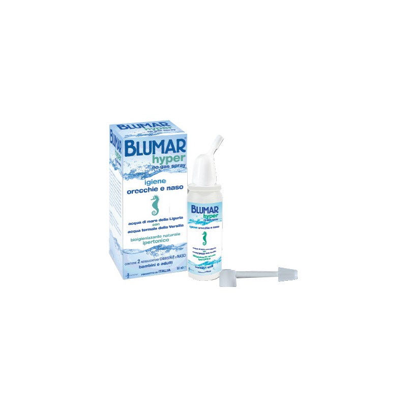 Giuriati Group Blumar Hyper Spray No Gas Soluzione Ipertonica Di Acqua Di Mare E Acqua Termale Per Igiene Naso E Orecchio 50 ...