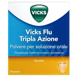 Vicks Flu Tripla Azione Polvere Per Soluzione Orale 10 Bustine - Farmaci per febbre (antipiretici) - 039773027 - Vicks - € 5,36