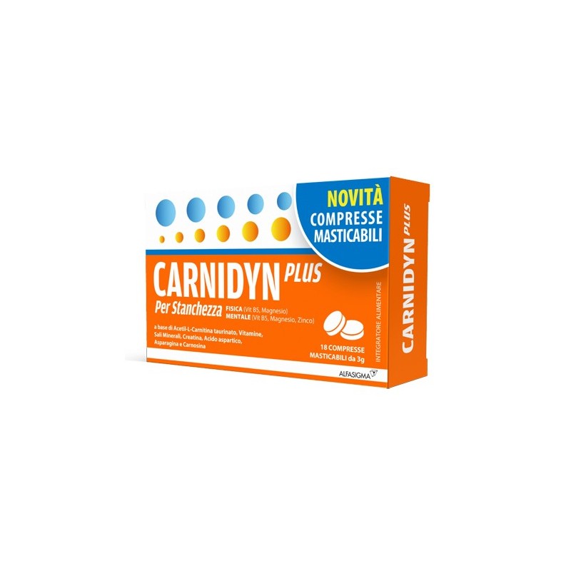 Carnidyn Plus Integratore Per Stanchezza 18 Compresse Masticabili - Vitamine e sali minerali - 980763751 - Carnidyn - € 14,39