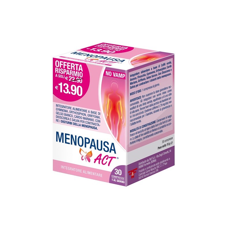 F&f Menopausa Act 30 Compresse - Integratori per ciclo mestruale e menopausa - 981647821 - Linea Act - € 8,48