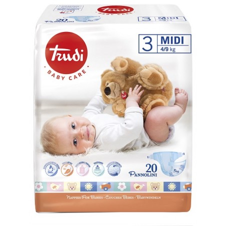 S. I. L. C. Trudi Baby Care Pannolino Bambini Midi 4/9 Kg 20 Pezzi - Pannolini - 982463212 - Silc - € 5,22