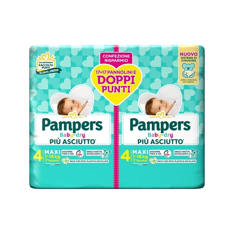 Fater Pampers Baby Dry Pannolino Duo Downcount Maxi 34 Pezzi - Pannolini - 985995758 - Fater - € 11,64