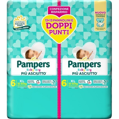 Fater Pampers Baby Dry Pannolino Duo Downcount Xl 26 Pezzi - Pannolini - 985995760 - Fater - € 11,64