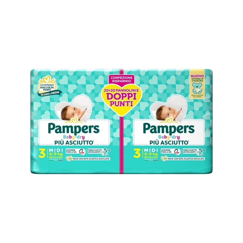 Fater Pampers Baby Dry Pannolino Duo Downcount Midi 40 Pezzi - Pannolini - 985995822 - Fater - € 11,64
