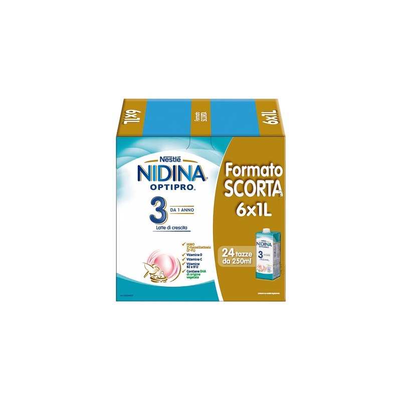 Nestle' Italiana Nidina Optipro 3 Liquido 6 Pezzi Da 1 Litro - Latte in polvere e liquido per neonati - 985824945 - Nestle' I...