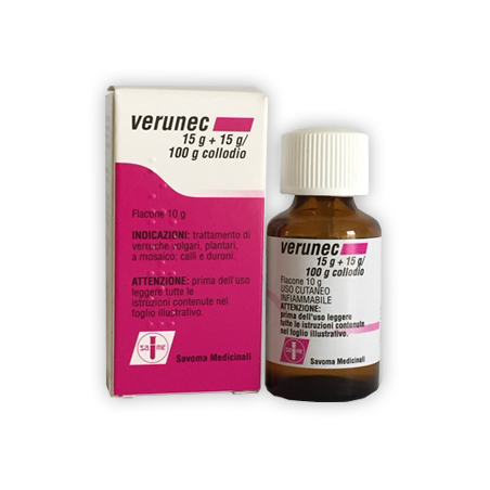 Verunec Per Verruche 15 G + 15 G/100 G Collodio 10 Ml - Farmaci per micosi e verruche - 034603011 - Savoma Medicinali - € 9,57