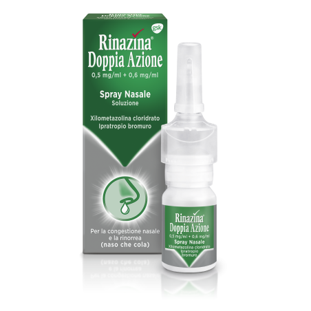 Rinazina Doppia Azione 0,5 Mg/ml + 0,6 Mg/ml Spray Nasale 10 Ml - Decongestionanti nasali - 039064011 - Rinazina - € 11,10