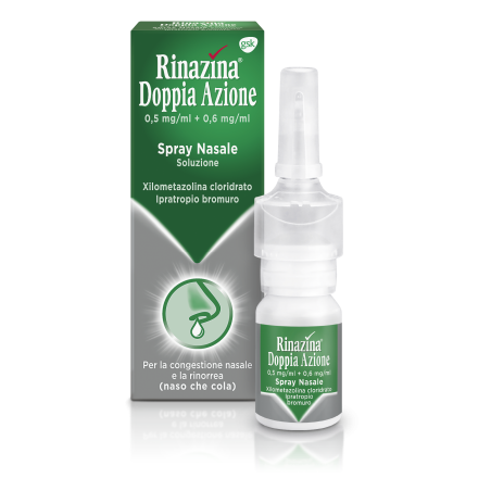Rinazina Doppia Azione 0,5 Mg/ml + 0,6 Mg/ml Spray Nasale 10 Ml Rinazina - 1 Rinazina Doppia Azione 0,5 Mg/ml + 0,6 Mg/ml Spray Nasale 10 Ml Rinazina - 1