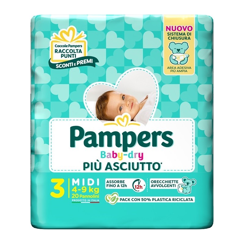 Fater Pampers Baby Dry Pannolino Downcount Midi 20 Pezzi - Pannolini - 985995671 - Fater - € 7,20