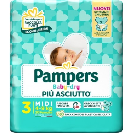 Fater Pampers Baby Dry Pannolino Downcount Midi 20 Pezzi - Pannolini - 985995671 - Fater - € 7,20